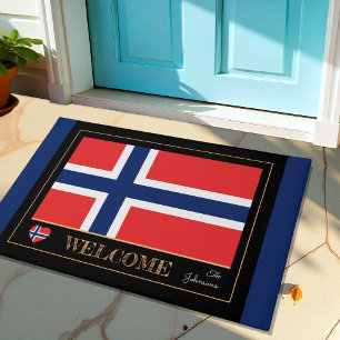 Paillasson Norvège & Norvège Drapeau maison mats/sports Bienv