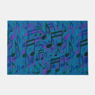 Paillasson Notes musicales Motif musical Bleu vert pourpre