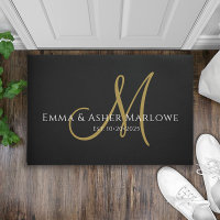 Nouveau Script Monogram Black Gold Nom de famille