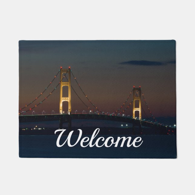 Paillasson Nuit au Mackinac Bridge Welcome Domat (Devant)