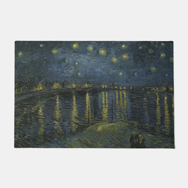 Paillasson Nuit étoilée sur le Rhône, peinture à l'huile Van  (Devant)