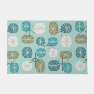 Paillasson Oblongs Motifs du milieu du siècle Aquamarine Gold