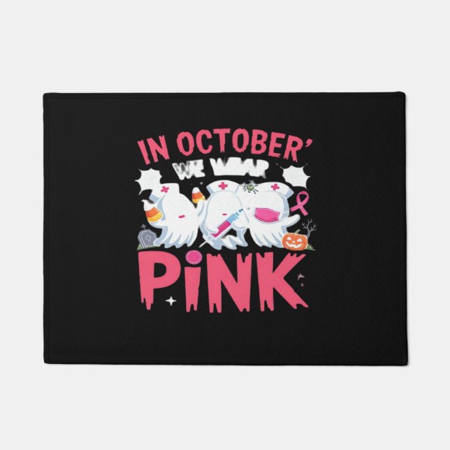 Paillasson Octobre Nous Portons Une Infirmière Rose Sensibili (Devant)