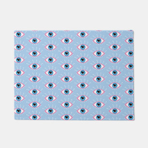 Paillasson Oeil mal grec avec cils rose bleu