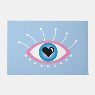 Paillasson Oeil mal grec avec cils rose bleu