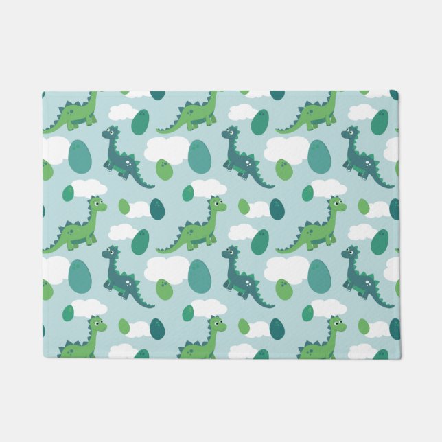 Paillasson OEufs de dinosaure bleu vert pâté (Devant)