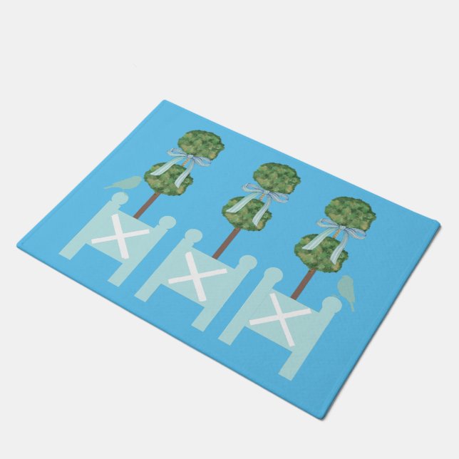 Paillasson Oiseau Topiaire Turquoise (Incliné)