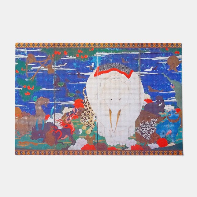 Paillasson Oiseaux, animaux et Plantes floraux (à droite) Jak (Devant)