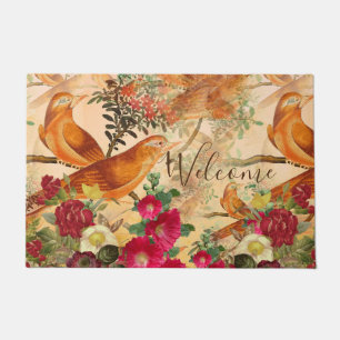 Paillasson Oiseaux en Branche Turquoise, orange, jaune Bienve