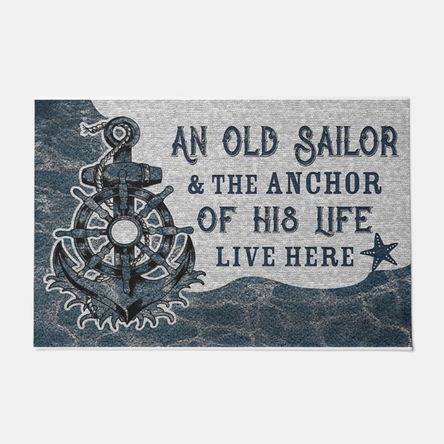 Paillasson Old Sailor Et Son Ancre Retro Mat (Devant)