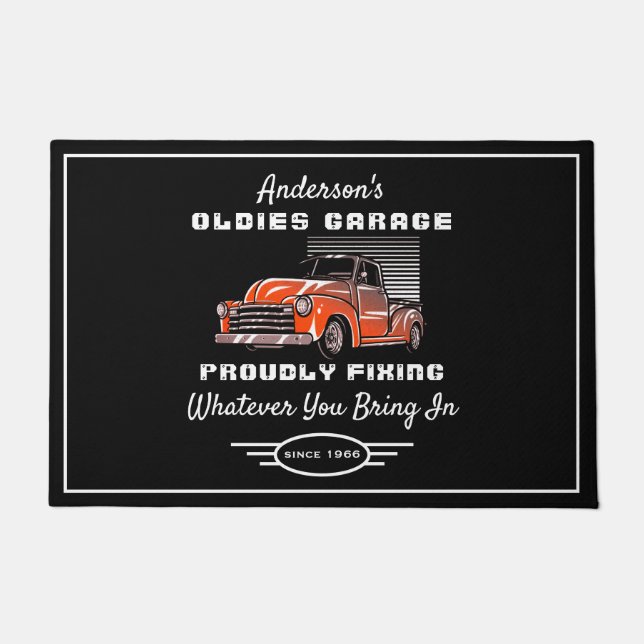 Paillasson Oldies Garage Camion N'Importe Quel Nom Drôle Dire (Devant)