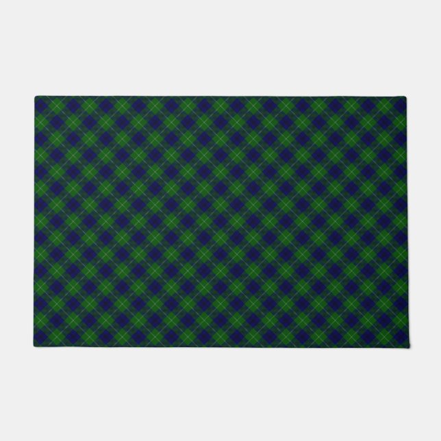 Paillasson Oliphant tartan bleu vert plaid (Devant)