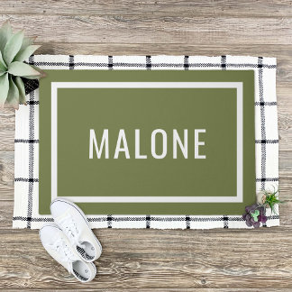Paillasson Olive Green Nom de famille personnalisé mat de por