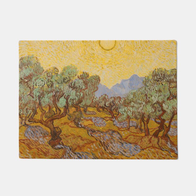 Paillasson Oliviers de Van Gogh Ciel Soleil Jaune (Devant)