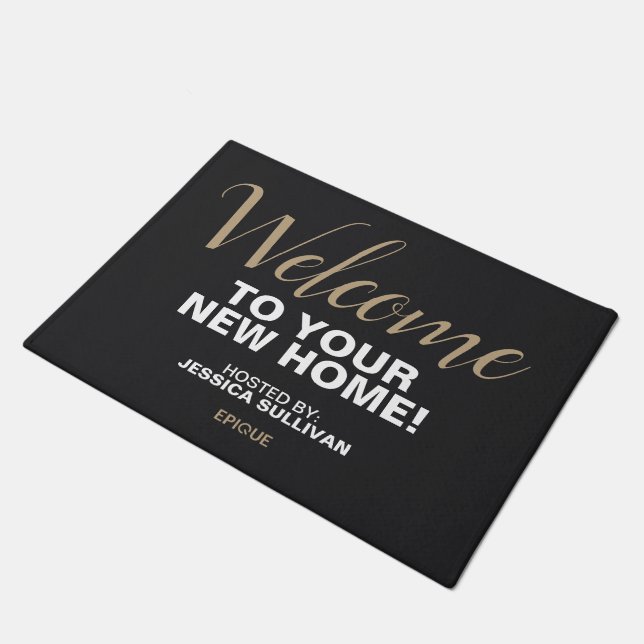 Paillasson Open House Door Mat - Bienvenue Nom personnalisé (Incliné)