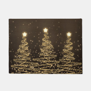 Paillasson Or de scintillement d'arbres de Noël élégant