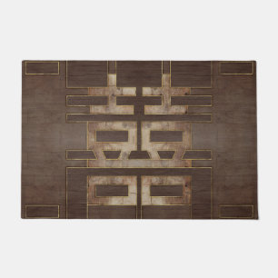 Paillasson Or géométrique de double symbole de bonheur sur