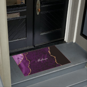 Paillasson or monogrammé et agate violette