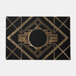 Paillasson or, noir, art déco, métallique, motif, cru, chi