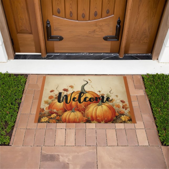 Paillasson Orange Citrouille Russe Automne Thanksgiving Bienv (De plein air)