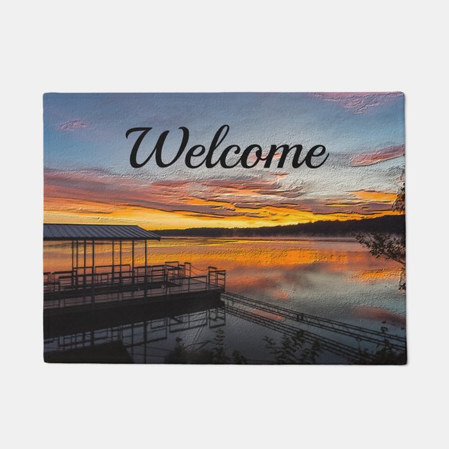 Paillasson Orange Glory Morning Peinture de bienvenue (Devant)