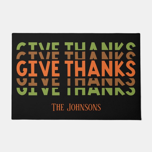 Paillasson Orange Green Donne Merci Fall Thankgiving (Devant)