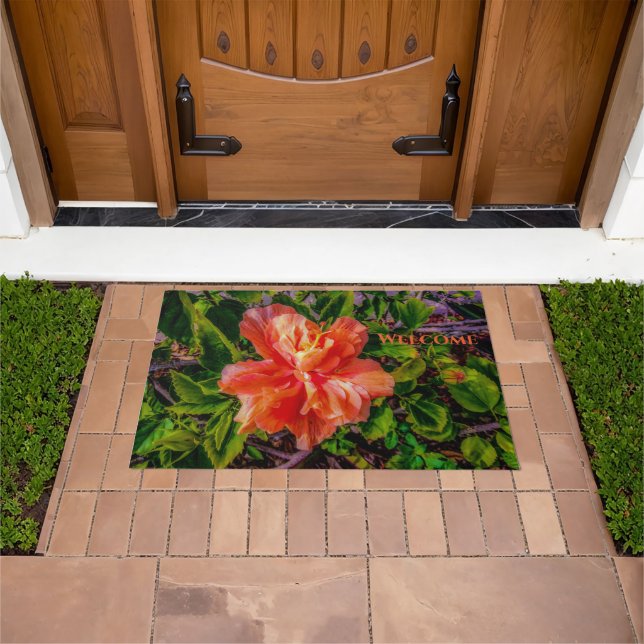 Paillasson Orange Hibiscus Beauté (De plein air)