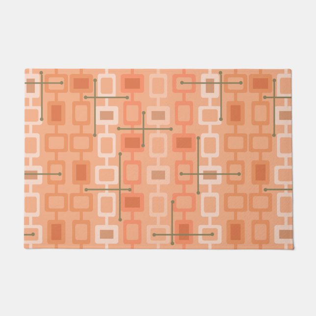 Paillasson Orange Motif géométrique rétro des années 1950 (Devant)