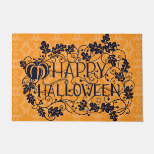 PAILLASSON ORANGE & NOIR HAPPY HALLOWEEN VINES CITROUILLES