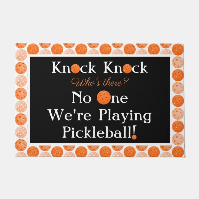 Paillasson Orange Pickleball Knock Knock Joie Bienvenue Accue (Devant)