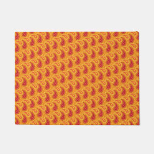 Paillasson Oriental Orange Perse Motif Paisley