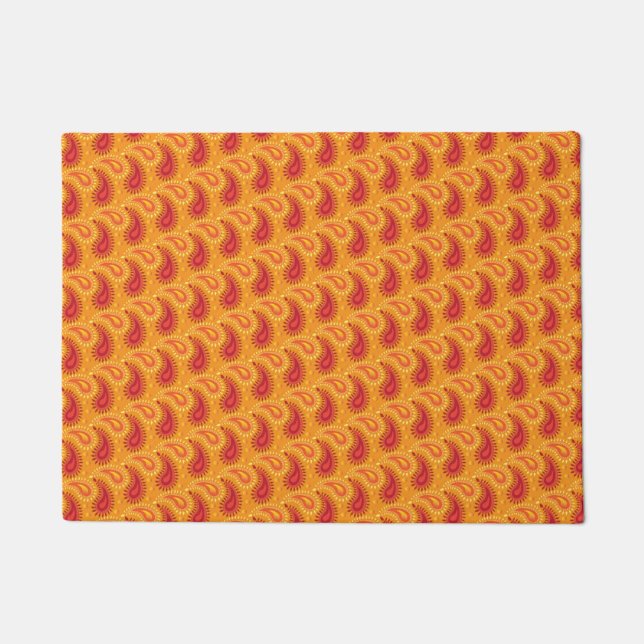 Paillasson Oriental Orange Perse Motif Paisley (Devant)