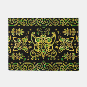 Paillasson Ornement de papillons celtes - Vert et or