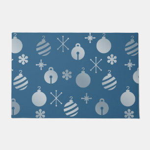 Paillasson Ornements de Noël rétro Argent bleu