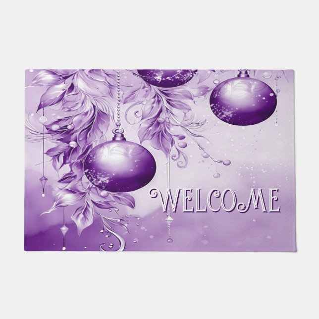 Paillasson Ornements violets Matelas de Noël (Devant)