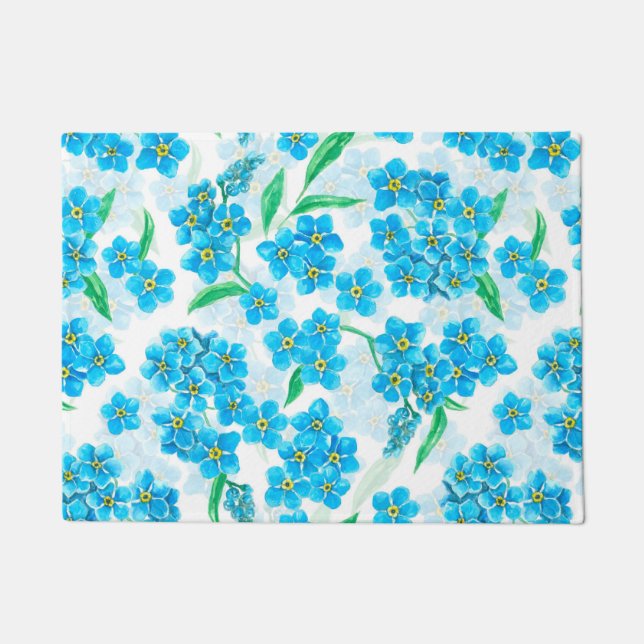 Paillasson Oubliez-moi pas les fleurs d'aquarelle (Devant)