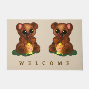 Paillasson Ours au miel mignon - Bienvenue