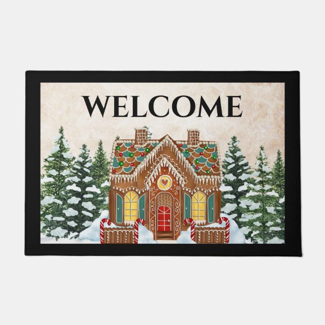 Paillasson Pain d'épice Maison porte de Noël (Devant)