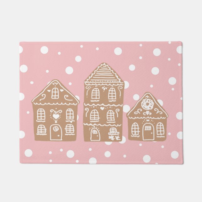 Paillasson Pain d'épice Maison Village Illustration Porte (Devant)