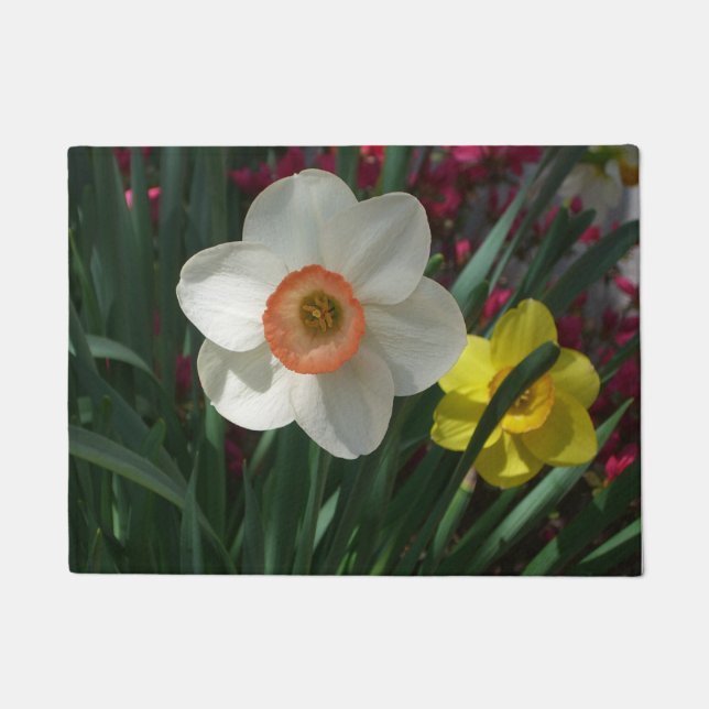 Paillasson Pair of Daffodils Pink and Yellow Spring Flowers (Devant)