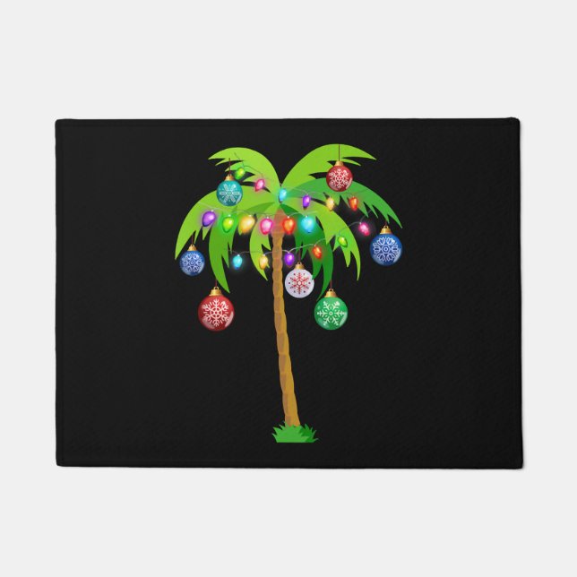 Paillasson Palm Tree Feux de Noël Plage amusante été (Devant)