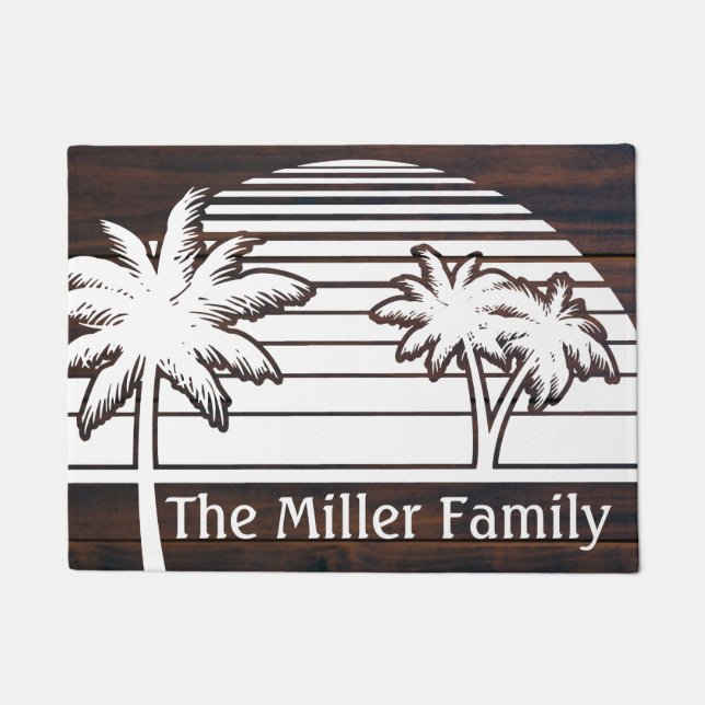 Paillasson Palm Tree Sunset Nautical Beach House Doormat (Devant)