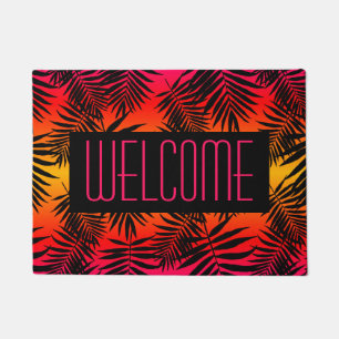 Paillasson Palmette tropicale bienvenue sur le coucher du
