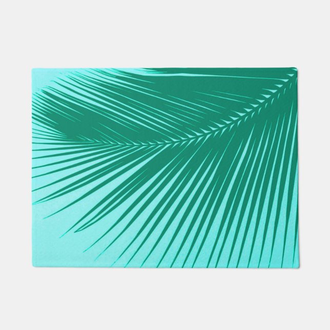 Paillasson Palmette - turquoise et aqua (Devant)