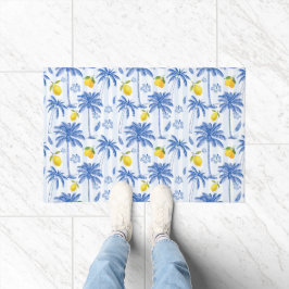 Paillasson Palmier Toile Bleue Citrons 
