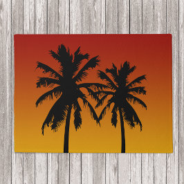 Paillasson Palmiers tropicaux Silhouette Rouge Orange Sunset