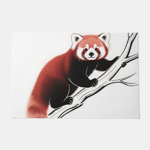 Paillasson Panda roux perché sur une branche