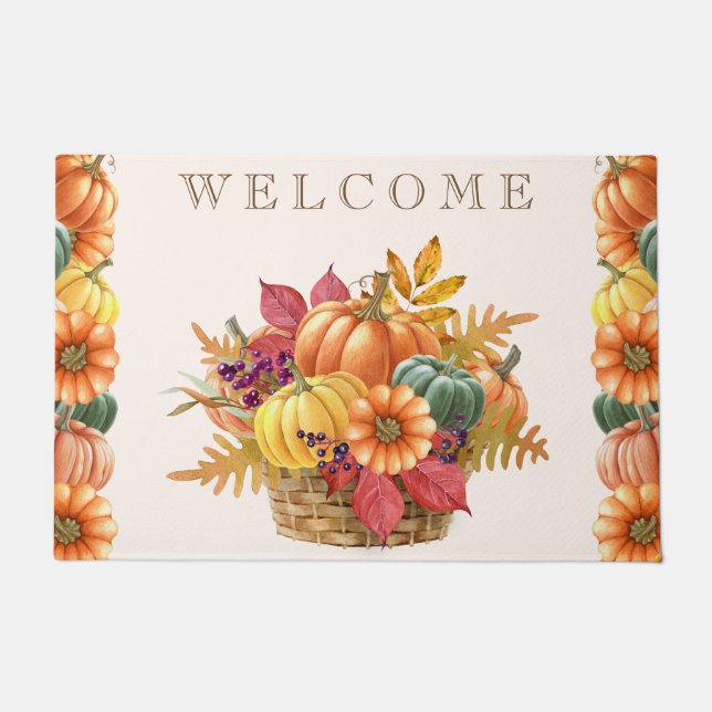 Paillasson Panier de Citrouille de Thanksgiving (Devant)
