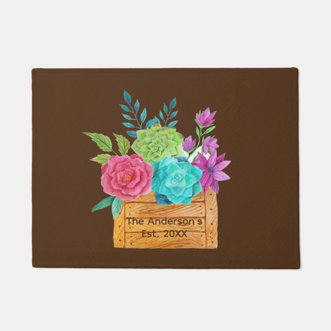 Paillasson Panier de fleurs personnalisé pour eux (Devant)
