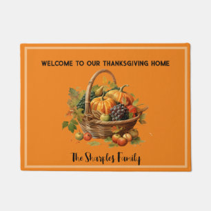 Paillasson Panier de fruits Thanksgiving Nom personnalisé